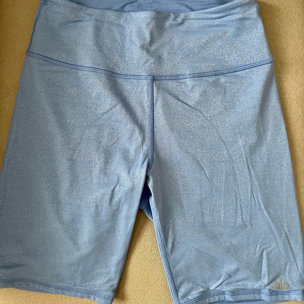Alo blue high-waist biker shorts